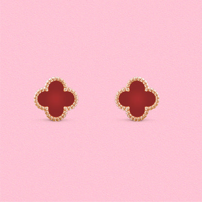 Yumato s925 sterling silver sweet rea chalcedony rose gold lucky earrings