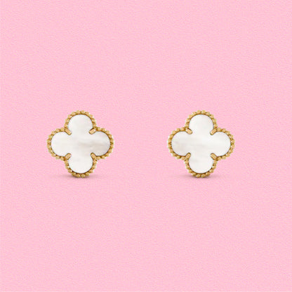 Yumato S925 sterling silver white gold white shell stud earrings