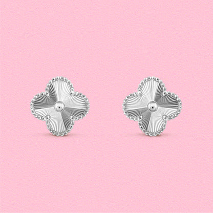 Yumato S925 sterling silver white gold laser lucky earrings