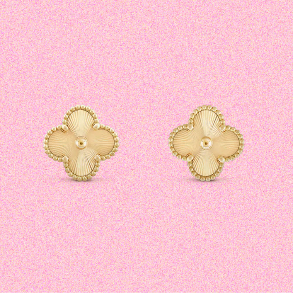Yumato S925 sterling silver yellow gold laser lucky earrings