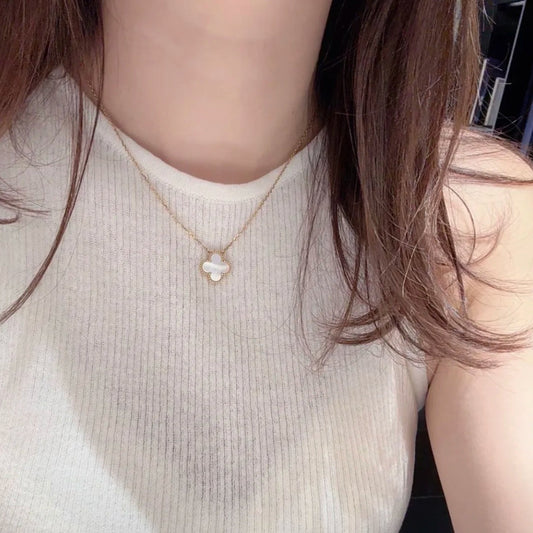 Yumato s925 sterling silver white shell lucky necklace