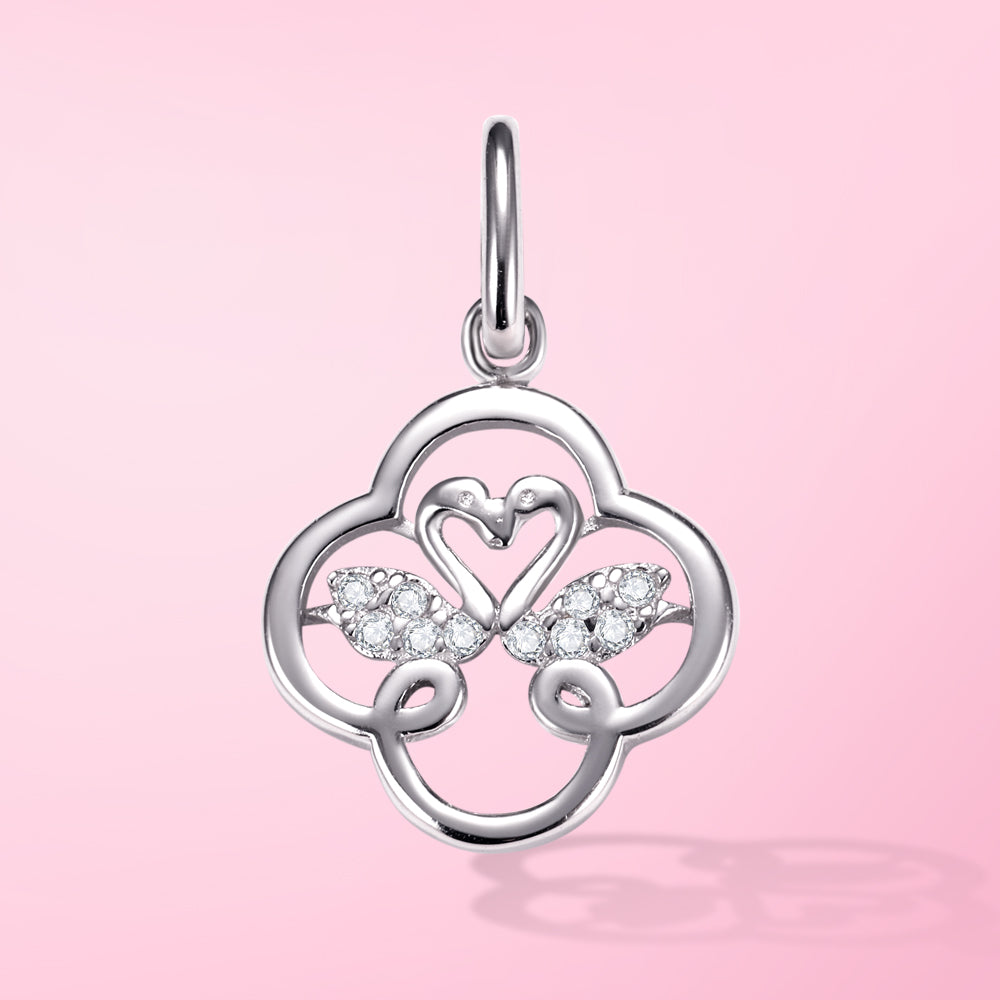 Yumato Four-leaf clover heart Fashion Pendant in 925 Sterling Silver Jewelry, Gift for Women Girls Wife A125