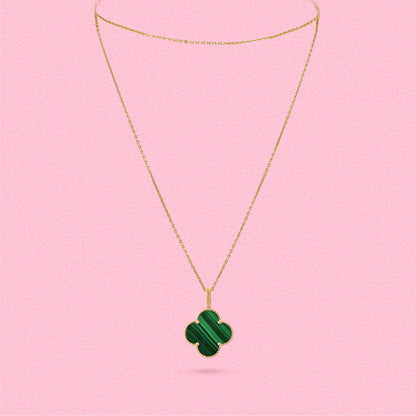 Yumato S925 sterling silver malachite 1  flowers lucky necklace