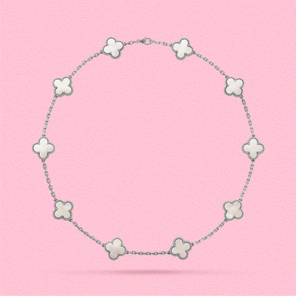 Yumato S925 sterling silver white fritillaria 10 flowers lucky necklace