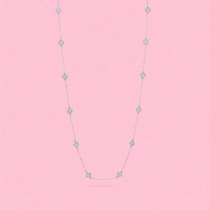 Yumato S925 sterling silver lab-grown diamond  flowers lucky necklace