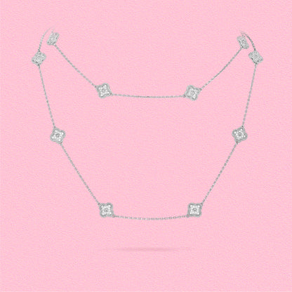 Yumato S925 sterling silver lab-grown diamond  flowers lucky necklace