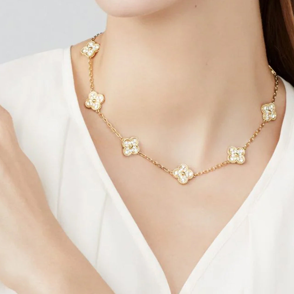Yumato S925 sterling silver lab-grown diamond lucky necklace