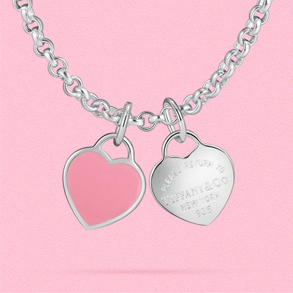 Elegant and fashionable, freely matched birthday stone pendant double heart necklace