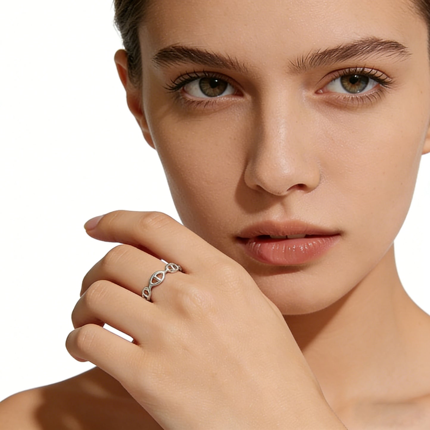 yumato Simple and Unique Horse Nose Ring S925 Sterling Silver Fashionable Geometric Ring Adjustable Open Ring for Index Finger