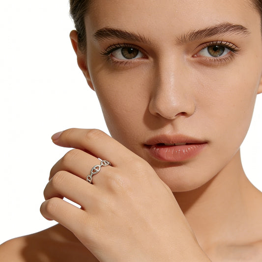 yumato Simple and Unique Horse Nose Ring S925 Sterling Silver Fashionable Geometric Ring Adjustable Open Ring for Index Finger