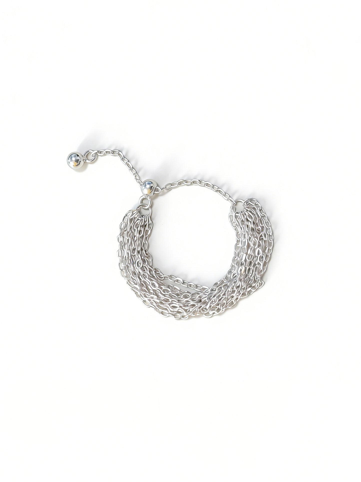 yumato S925 sterling silver multi-layer chain tassel adjustable chain ring, elegant high-end design, light luxury fashion, minimalist