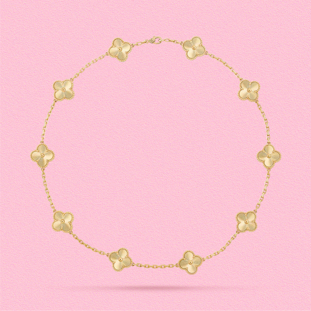 Yumato S925 sterling silver Laser 10 flowers lucky necklace
