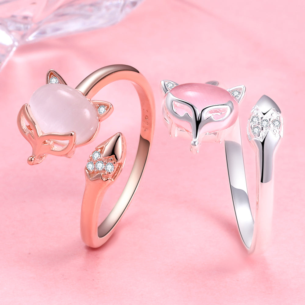 Yumato S925 Sterling Silver Opening Ring fox style design Special Gifts for yourself, girl, lover,friend R23