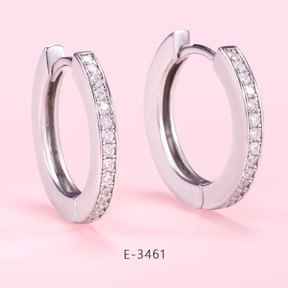 Yumato Artificial Zircon 925 Sterling Silver Circle Earrings Classic style design  wonderful gift for yourself or your loved  E-3461