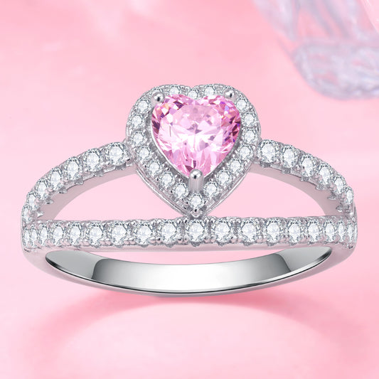 Yumato Pink zircon S925 Sterling Silver Closed Ring Gifts for yourself, girl, lover,friends R15