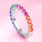 Yumato S925 Sterling Silver Dopamine Rainbow Closed Ring(Size6~8) Gifts for yourself, girl, lover,friend R10