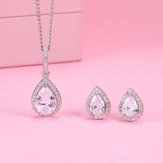 Yumato S925 Sterling Silver Pendant Earring Set excellent birthday, anniversary, Christmas gift for dating, party S01