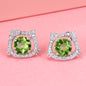 Yumato S925 Sterling Silver Natural Peridot Gemstone Earrings Fashion Matching Gifts for yourself, girl, lover,friend E09