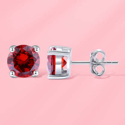 Yumato S925 Sterling Silver Lab-grown Gemstone Birthstone Earrings Fashion Matching Gifts for yourself, girl, lover,friend E04