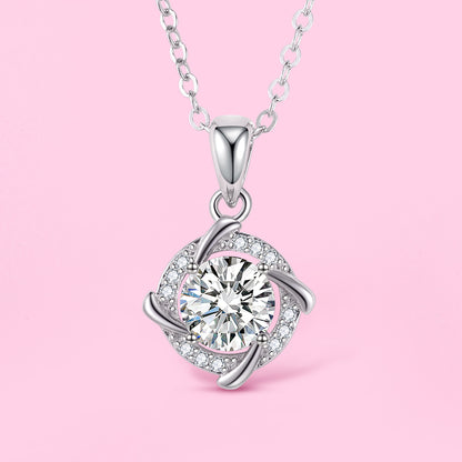 Yumato Moissanite Necklace in 925 Sterling Silver Jewelry, Gift for Women Girls Wife N07
