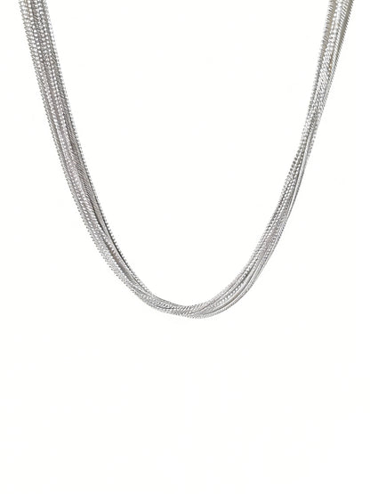yumato S925 sterling silver multi-layer chain necklace, elegant and high-end design sense, light luxury, fashionable and simple