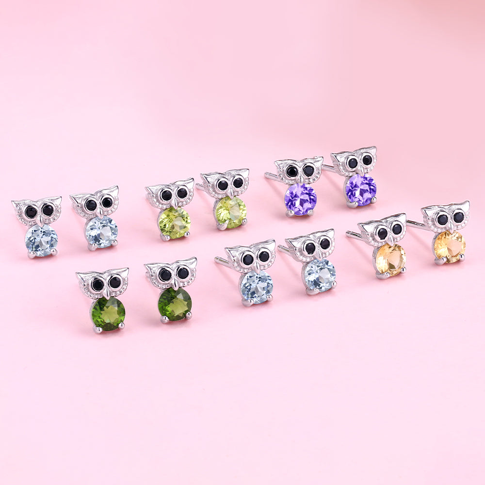 S925 Sterling Silver Natural Stones Cute Niche Stud Earrings Elegant, Fashion accessories C277-C281