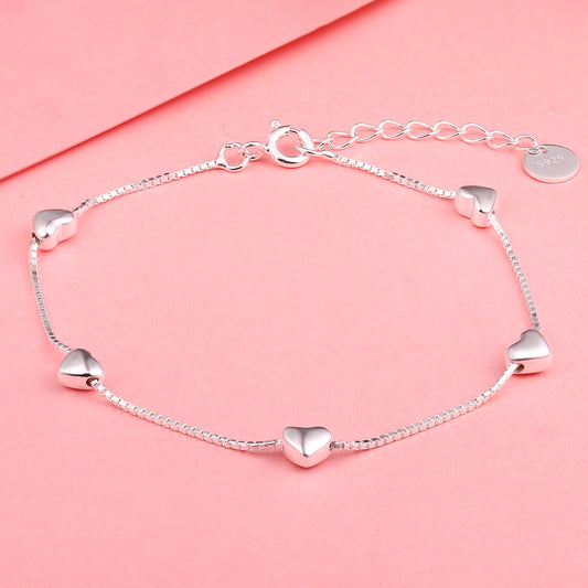 Yumato Adjustable S925 Sterling Silver Heart Bracelets Gifts for yourself, girl, lover,friend BR03