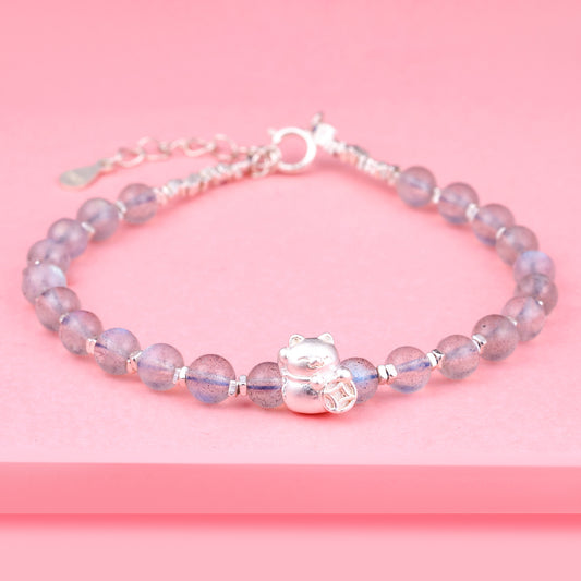 S925 Sterling Silver Natural Gemstone Bracelet Gifts for yourself, girl, lover,friend BR02