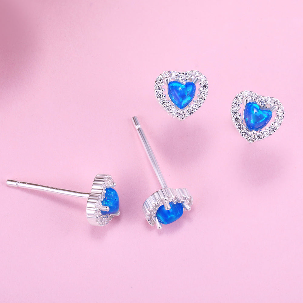 Yumato S925 Sterling Silver Blue heart Earrings Sophisticated Niche Gifts for yourself, girl, lover,friend A119