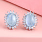 S925 Sterling Silver Natural Aquamarine Stud Earrings Elegant Gifts for yourself, girl, lover,friend C262