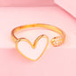 Yumato S925 Sterling Silver Adjustable White Heart Rings Gold Color Fashion accessories as Gift for yourself, love, friends A110