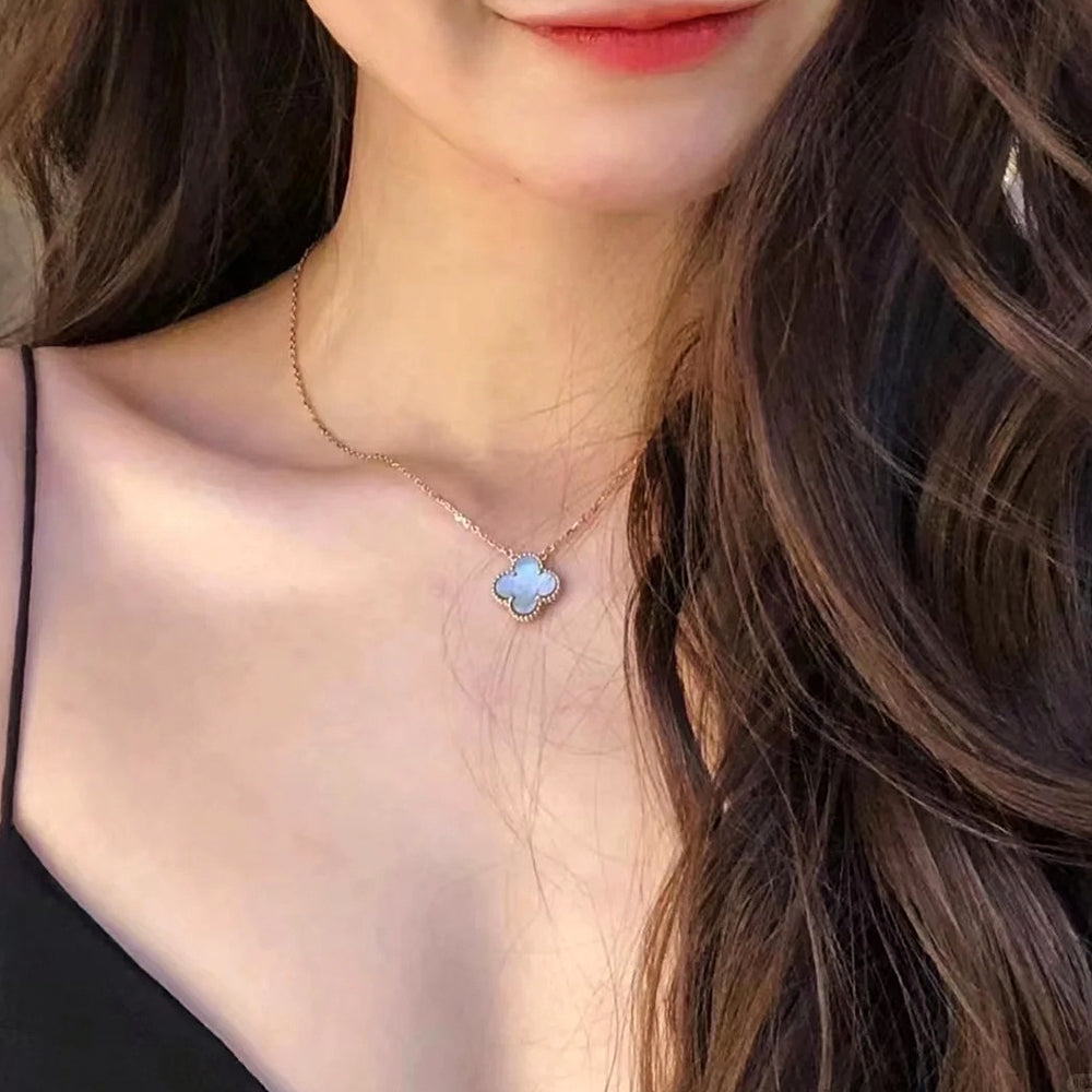 Yumato S925 sterling silver Grey shell lucky necklace