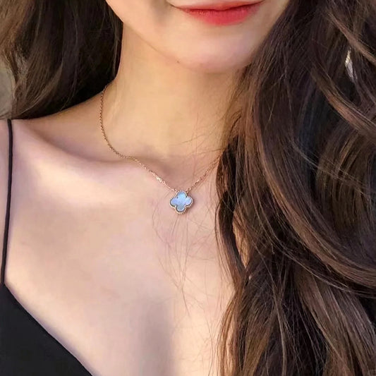 Yumato S925 sterling silver Grey shell lucky necklace