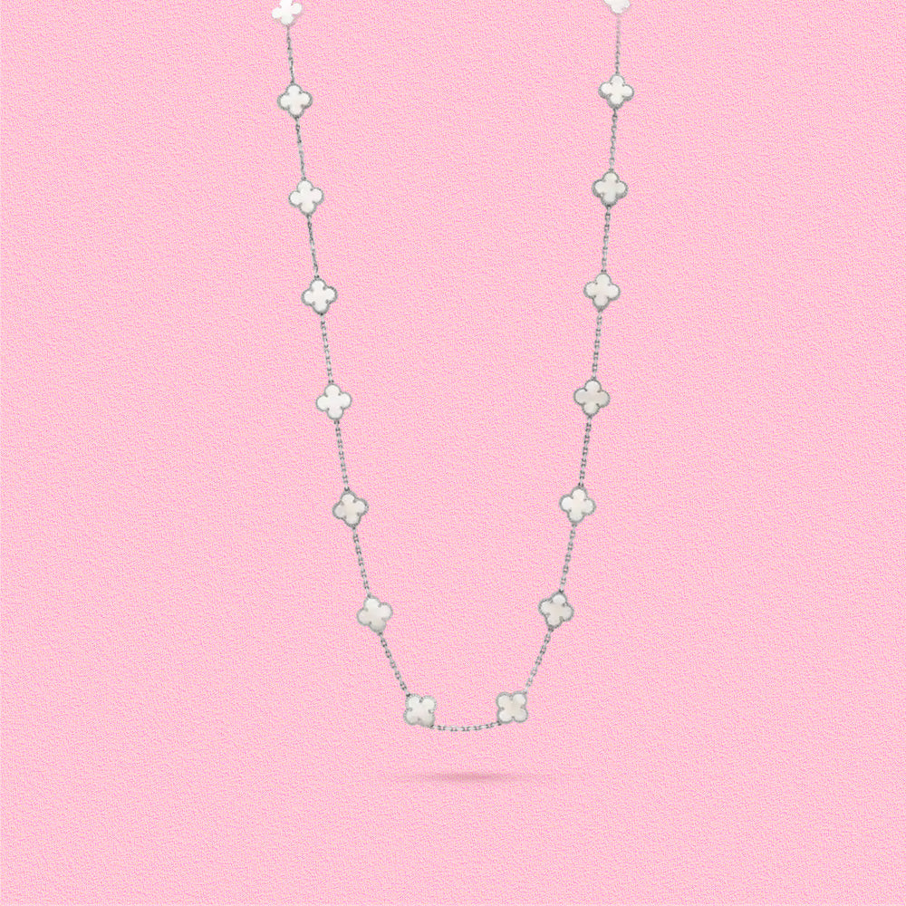 Yumato S925 sterling silver White shell 20 flowers lucky necklace
