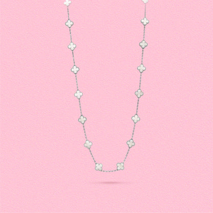 Yumato S925 sterling silver White shell 20 flowers lucky necklace