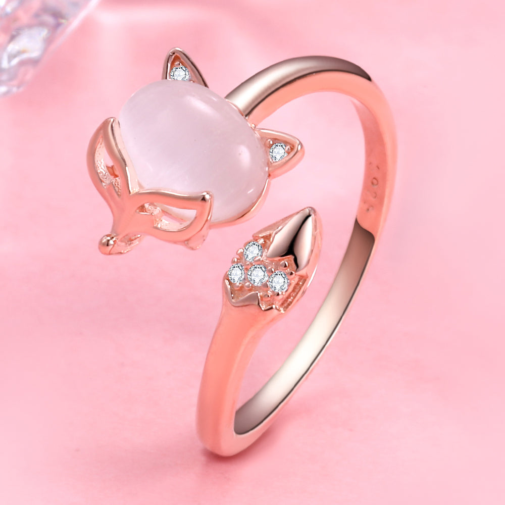 Yumato S925 Sterling Silver Opening Ring fox style design Special Gifts for yourself, girl, lover,friend R23