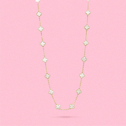 Yumato S925 sterling silver White shell 20 flowers lucky necklace