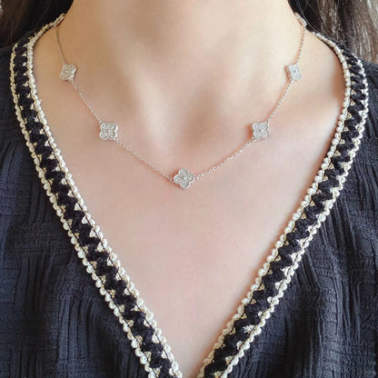 Yumato S925 sterling silver Full of diamonds 20 flowers lucky necklace
