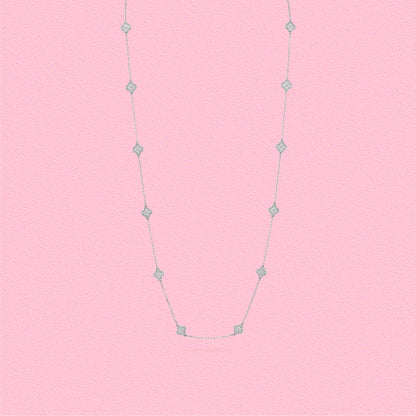 Yumato S925 sterling silver Full of diamonds 20 flowers lucky necklace