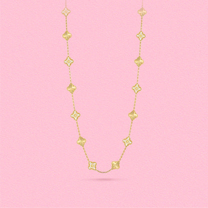 Yumato S925 sterling silver laser diamond setting 20 flowers lucky necklace