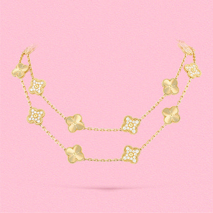 Yumato S925 sterling silver laser diamond setting 20 flowers lucky necklace