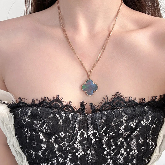 Yumato S925 sterling silver Grey shell lucky necklace