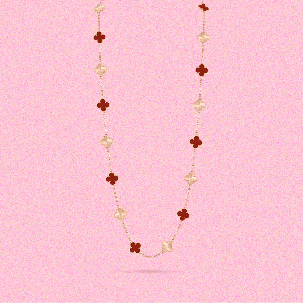 Yumato S925 sterling silver red laser 20 flowers lucky necklace