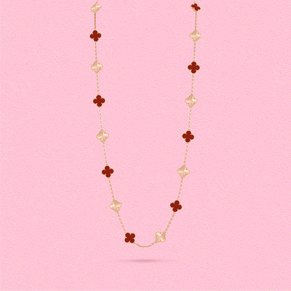 Yumato S925 sterling silver red laser 20 flowers lucky necklace