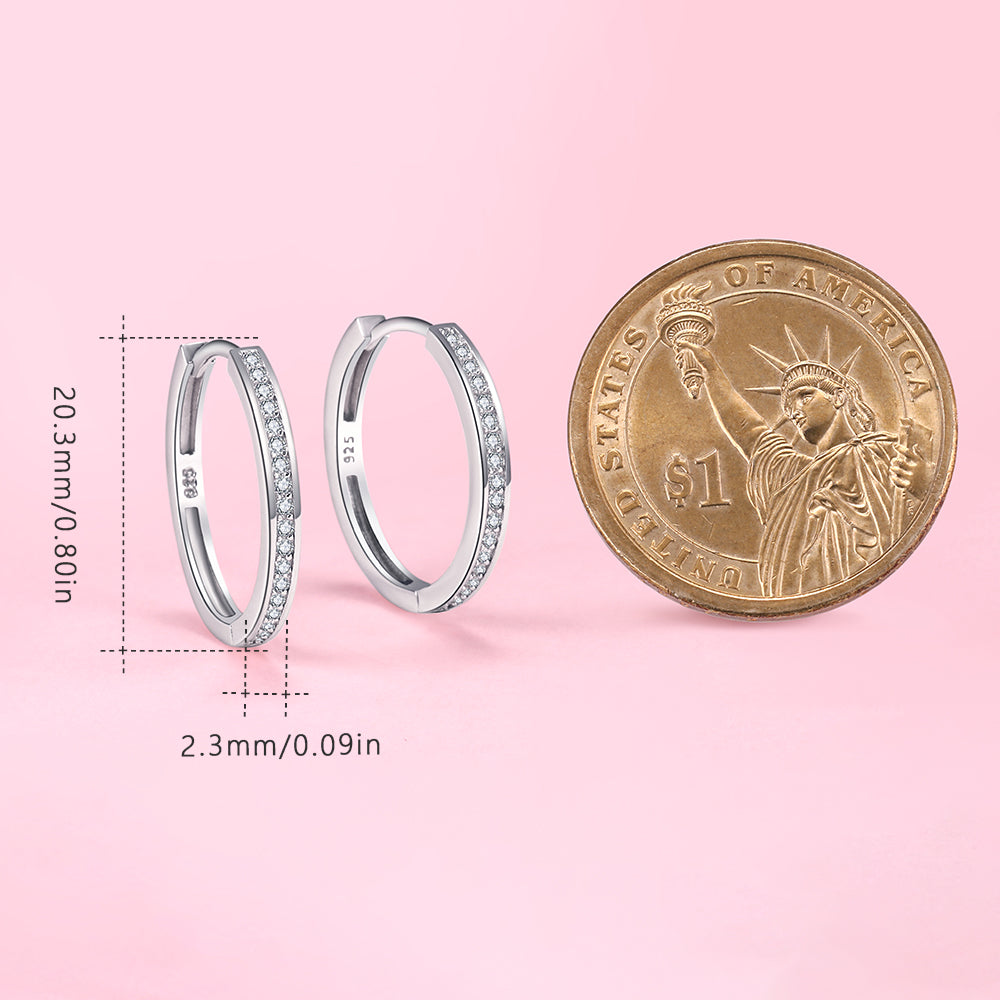 Yumato Fashion Jewelry Circle Earrings in 925 Sterling Silver artificial zircon Classic design style Matching accessories Suitable for all occasions E-1940