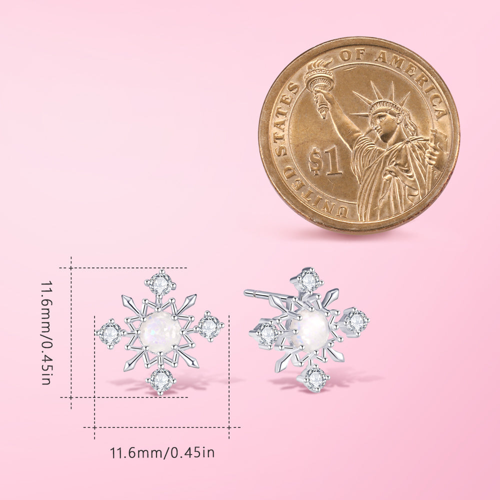 Yumato Artificial Zircon Snowflake shape design Fashion Earrings in 925 Sterling Silver suitable for every occasion as Gift for girls friends female E-3018