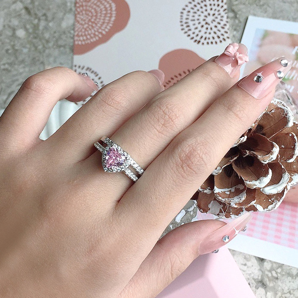 Yumato Pink zircon S925 Sterling Silver Closed Ring Gifts for yourself, girl, lover,friends R15