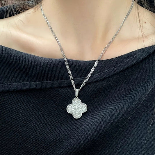 Yumato S925 sterling silver full diamond lucky necklace