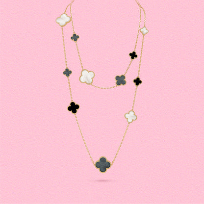 Yumato S925 sterling silver white shell Onyx 16 flowers lucky necklace