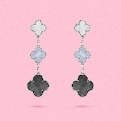 Yumato S925 sterling silver Pearl oyster chalcedony lucky earrings